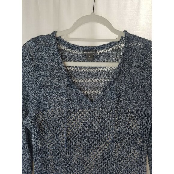 Eddie Bauer Women's Small Sweater Knit Blue V Neck - Picture 3 of 7